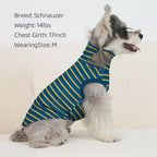 Back view detailing the high quality stitching and cozy turtleneck design of the navy dog clothes