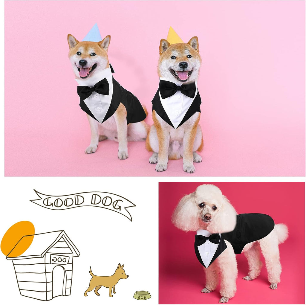 Weewooday puppy formal dress bow tie and bandana combination styling