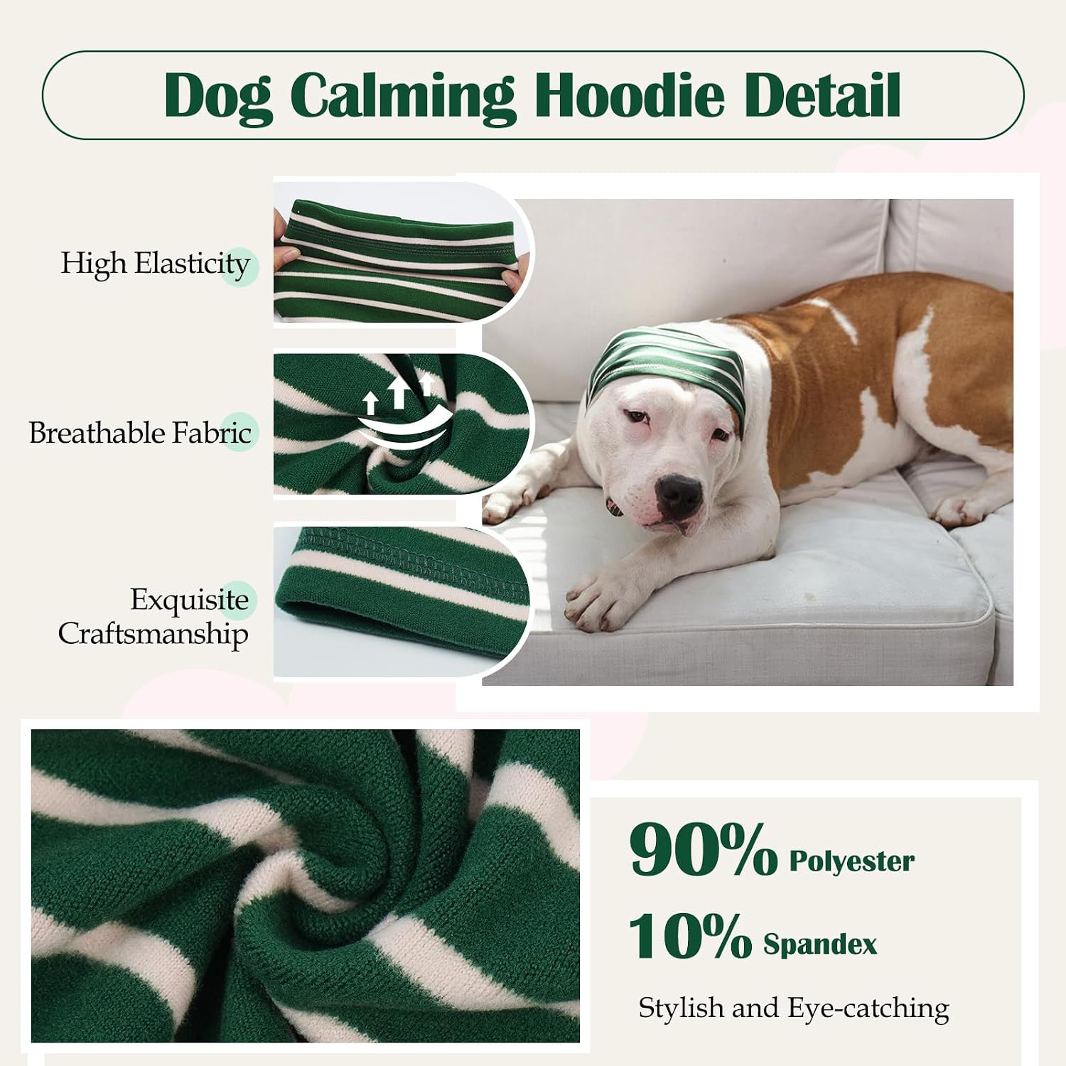 Nanaki striped dog hoodie ear protector fabric elasticity demonstration