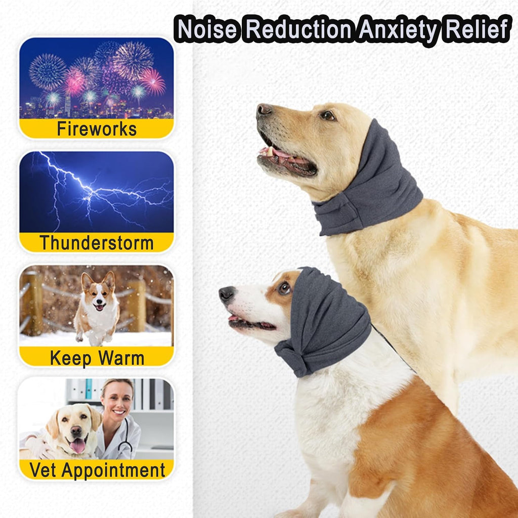 Tiagoboo noise protection hoodie for dogs used during a professional grooming blow dry session