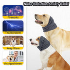 Tiagoboo noise protection hoodie for dogs used during a professional grooming blow dry session