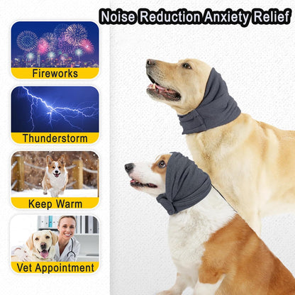 Tiagoboo noise protection hoodie for dogs used during a professional grooming blow dry session