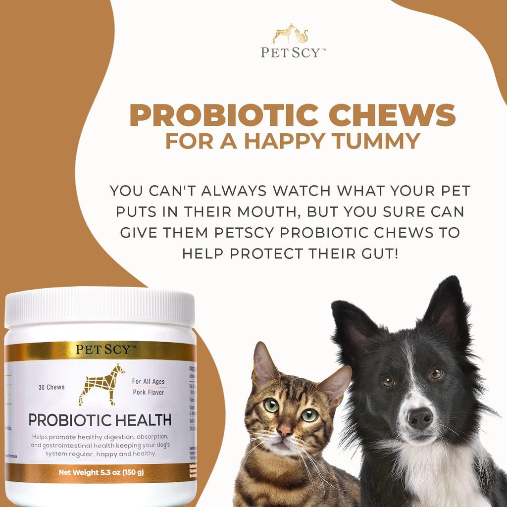 PetScy daily digestive enzymes for dogs thirty soft chews container side view