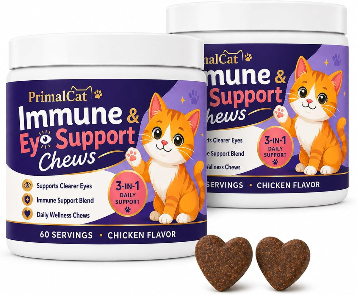 Immune & Eye Support, Chicken Flavor Upgraded Primal Cat Immune Chews, Cat Food, Supports Healthy Eyes and Immune Function 60 Chews (1 Pcs) - Image 9