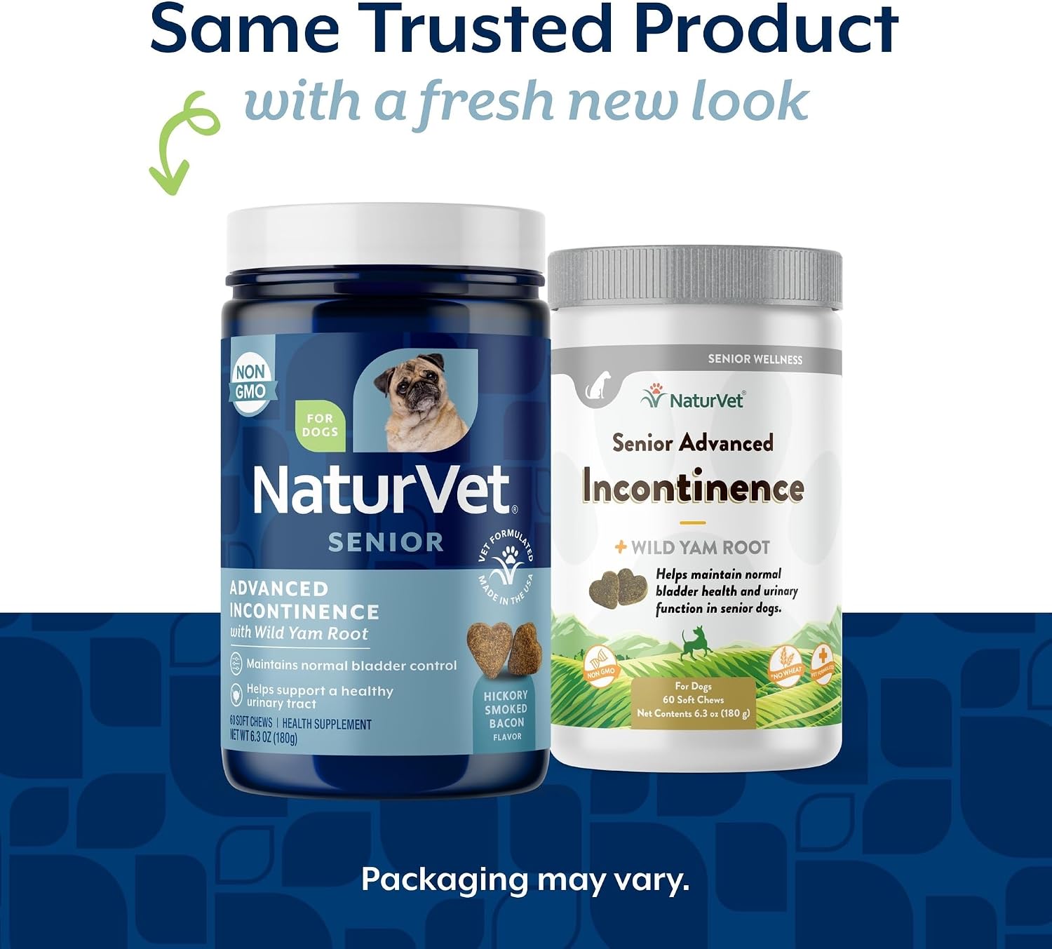 NaturVet Senior Advanced Incontinence dog supplement back label with ingredient facts