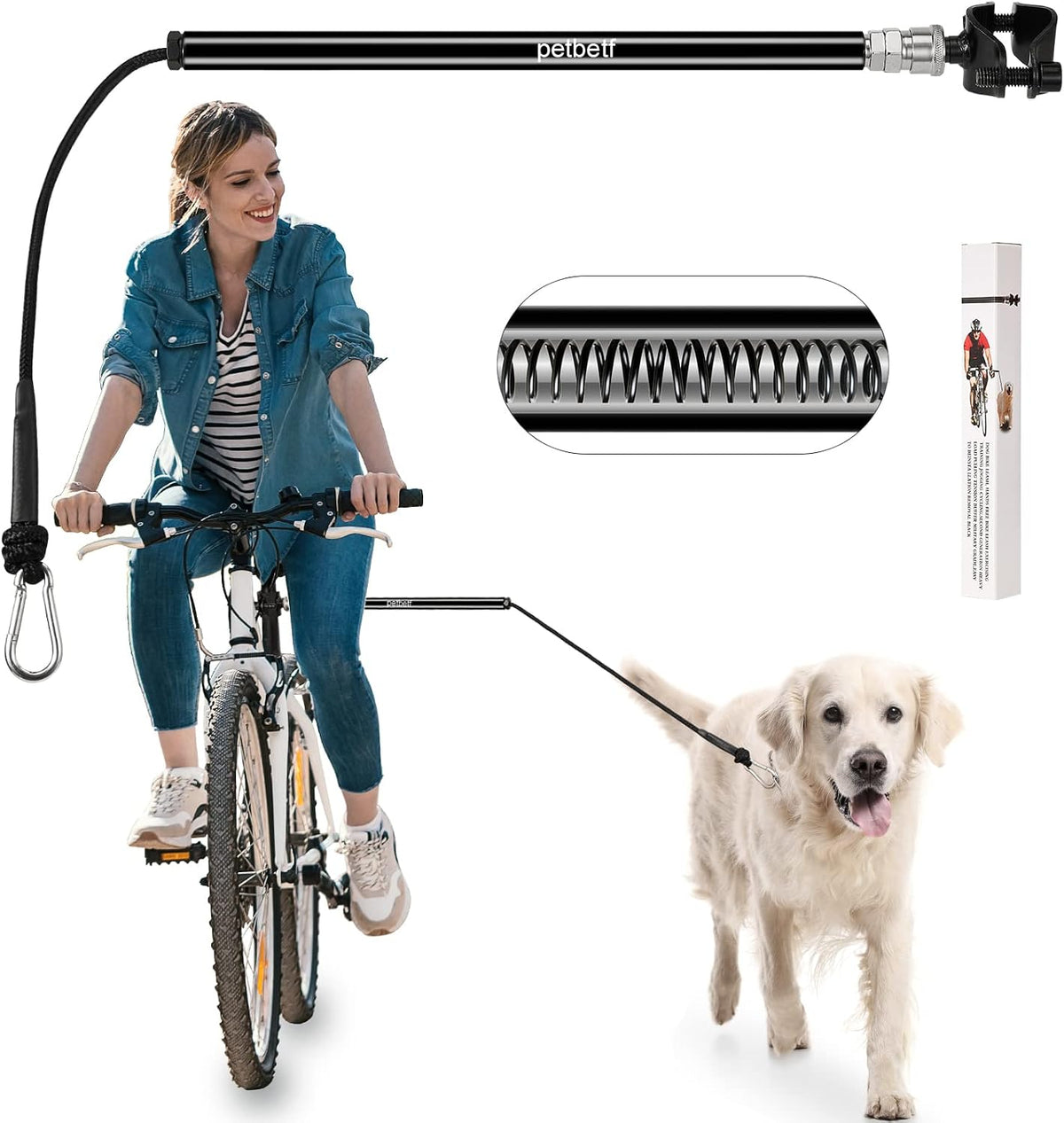 Petbetf dog bike leash front view attached to bicycle
