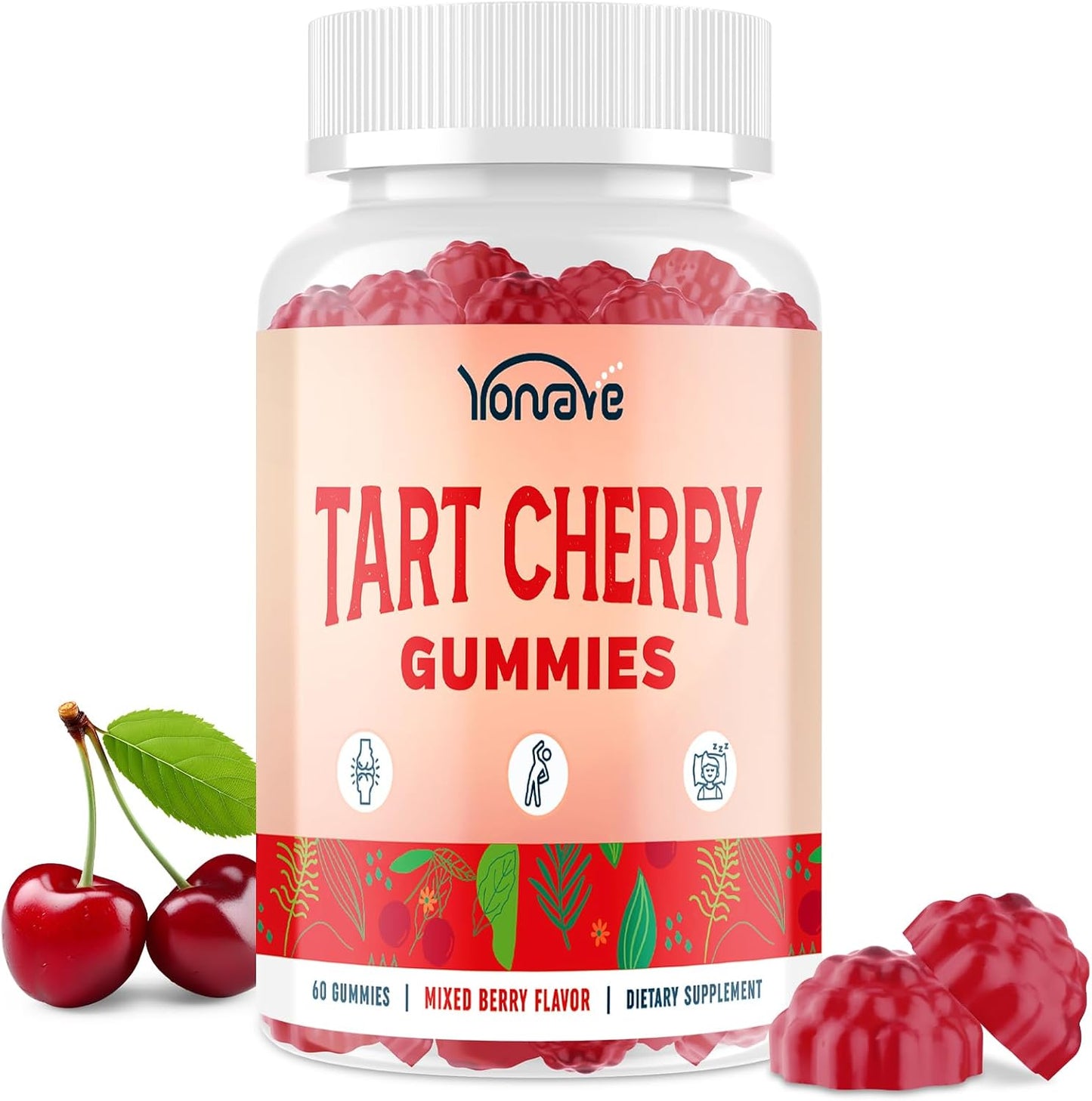 Yonrave Tart Cherry Gummies front bottle view for uric acid support