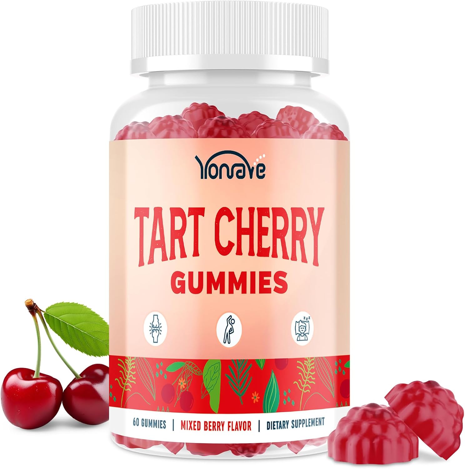 Yonrave Tart Cherry Gummies front bottle view for uric acid support