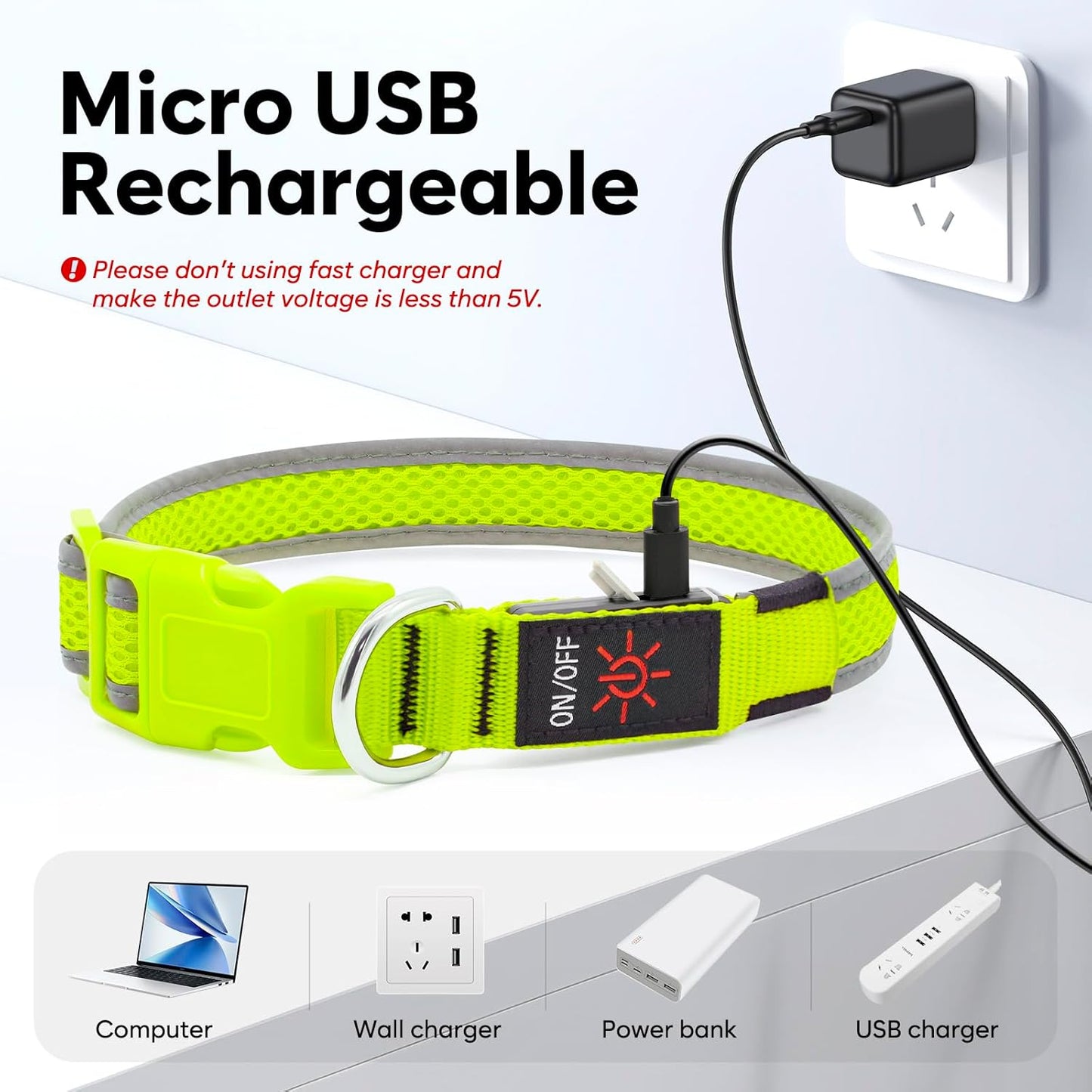 Flashseen dog collar USB charging cable connection