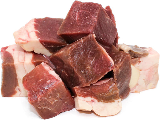 Raw Paws Frozen Raw Beef Heart cubed pet food package front view
