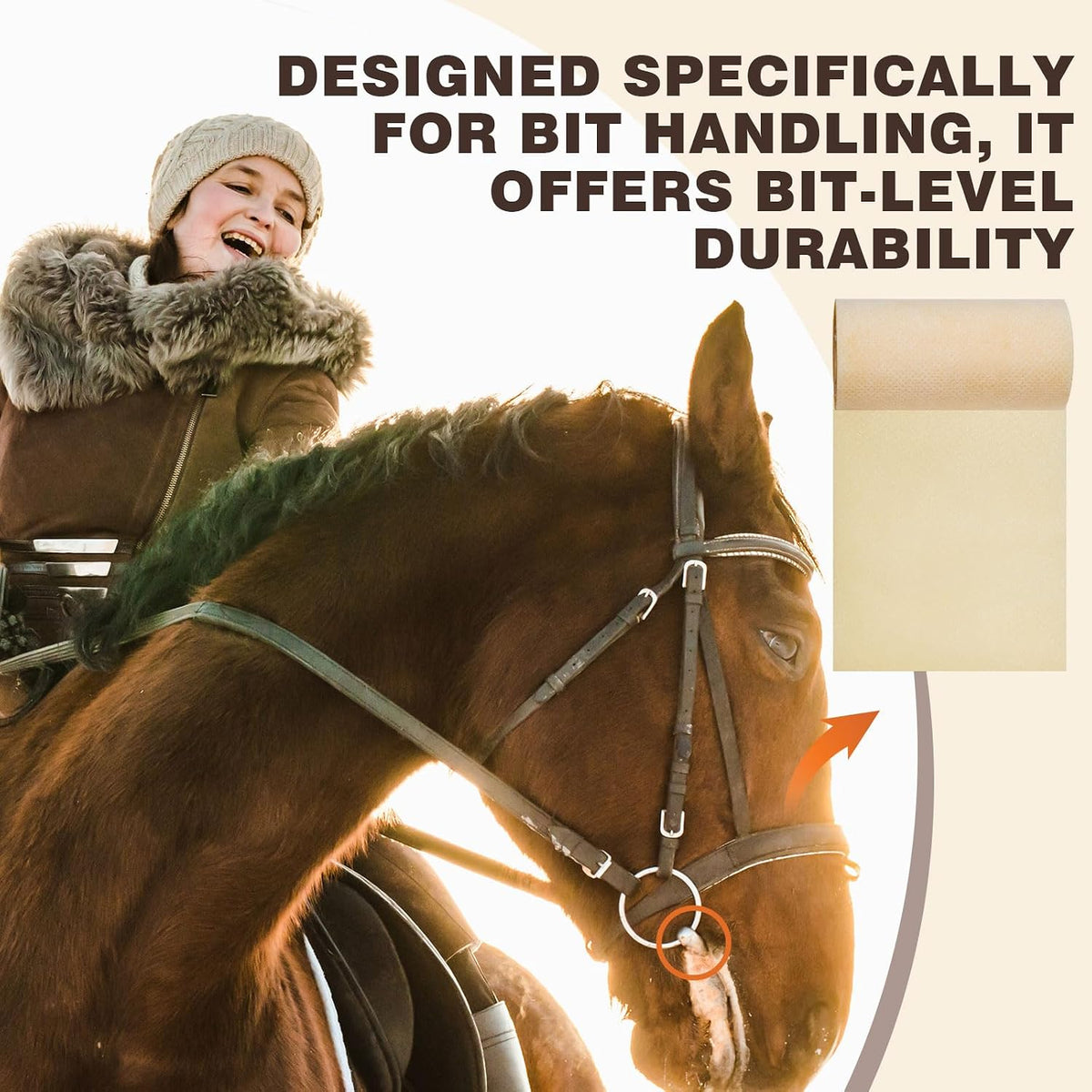 Equestrian gear maintenance featuring the pure natural latex protective bit guards wrap.