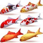 Barydat 6 piece fish shaped soft cat cushions front view realistic pet play toys