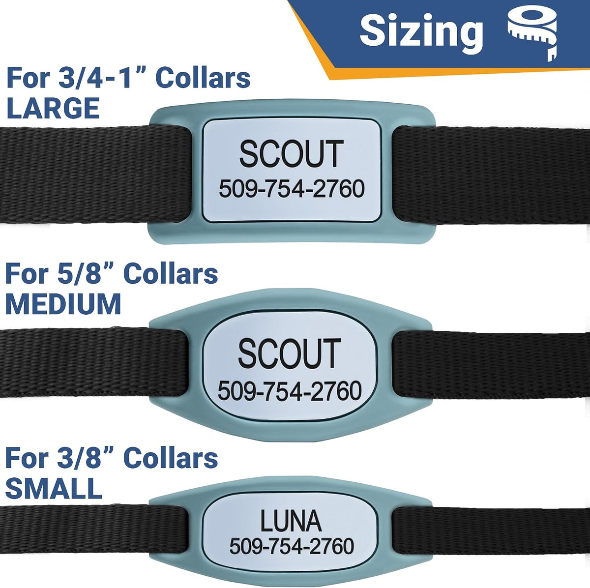 GoTags flexible eco friendly non toxic pet tag back view