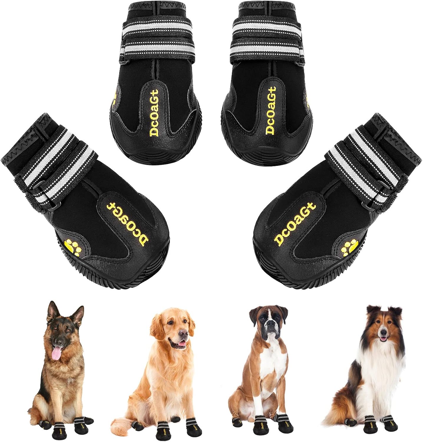 DcOaGt waterproof dog boots for large dogs front view