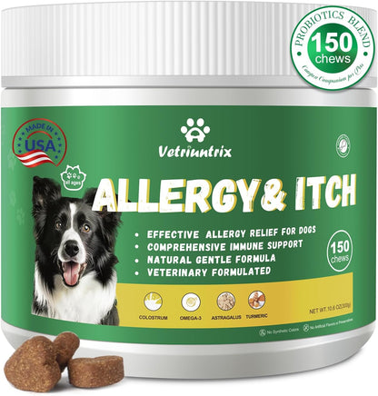 Dog Allergy Chews - Dog Allergy Relief & Immune Supplement with Probiotics, Colostrum & Omega 3 - Supports Skin & Coat Health, Soothes Paw Licking - Chicken Flavor, 200 Soft Chews - Image 13