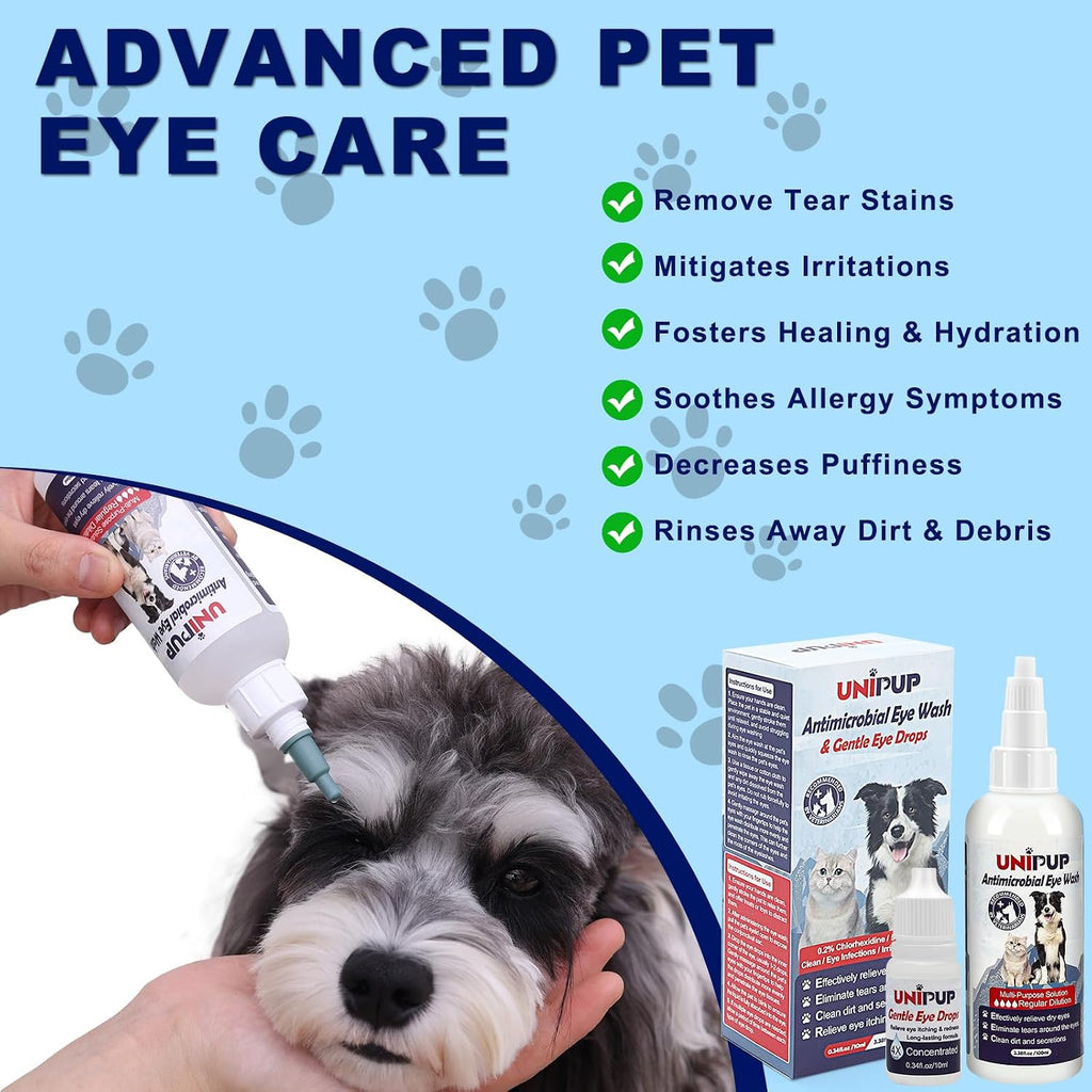 Antimicrobial dog eye drops for soothing allergy irritation and redness