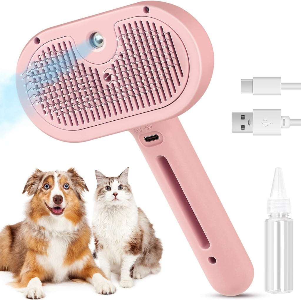 Pet Steam Brush for Indoor Cats & Dogs, Self Cleaning Cat Brush for Shedding & Grooming Supplies, Anti-Static & Anti-Flying Hair Water Mist Spray Hair Removal Comb for Long & Short Haired Animals - Image 11
