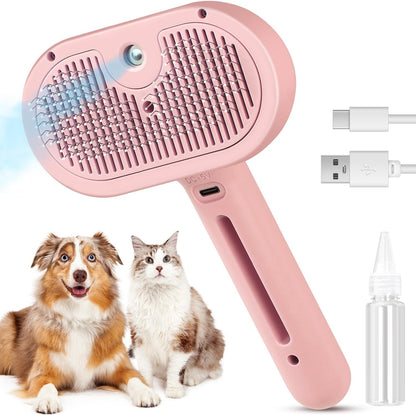 Pet Steam Brush for Indoor Cats & Dogs, Self Cleaning Cat Brush for Shedding & Grooming Supplies, Anti-Static & Anti-Flying Hair Water Mist Spray Hair Removal Comb for Long & Short Haired Animals - Image 11