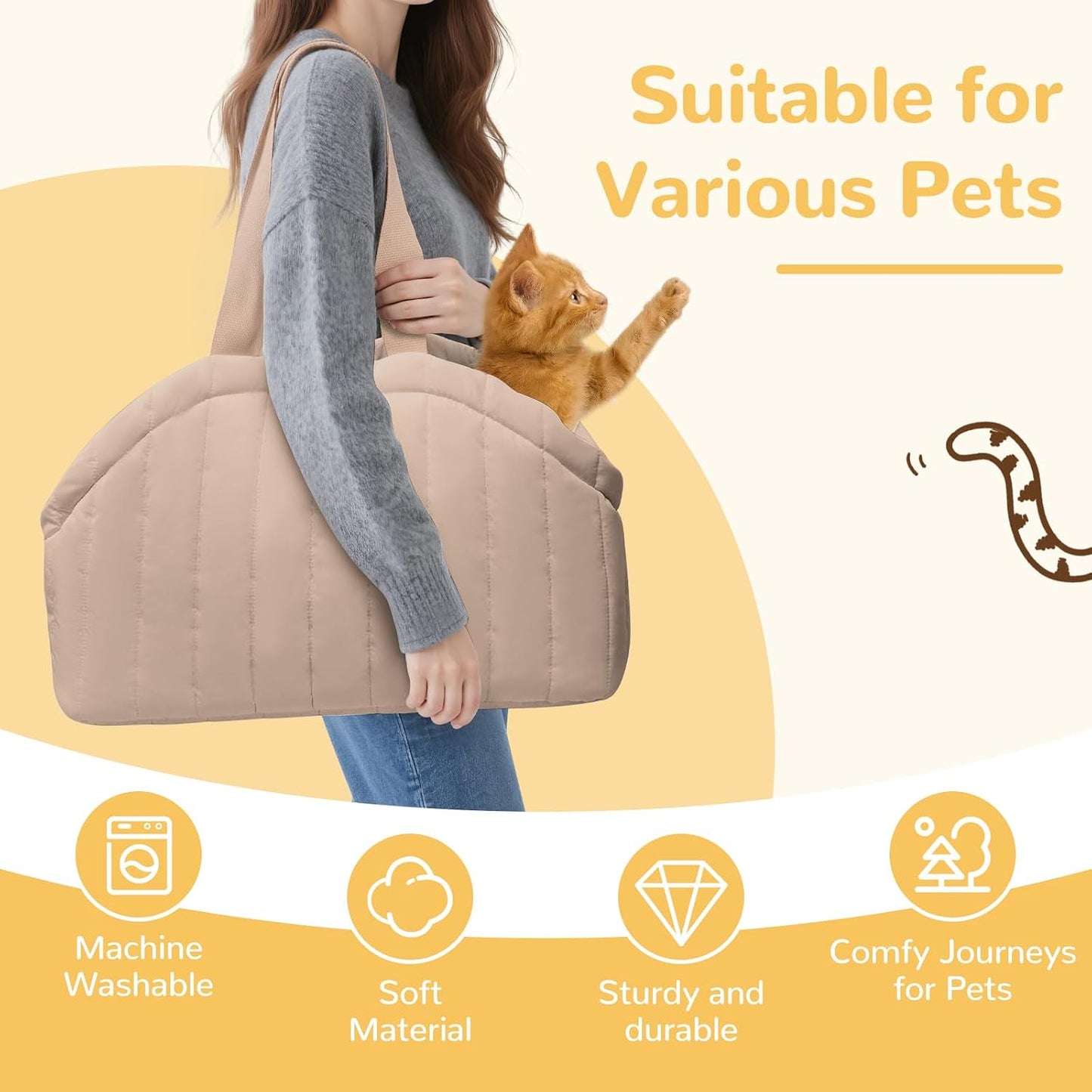 Tranquitas pet carrier showing shoulder strap comfort