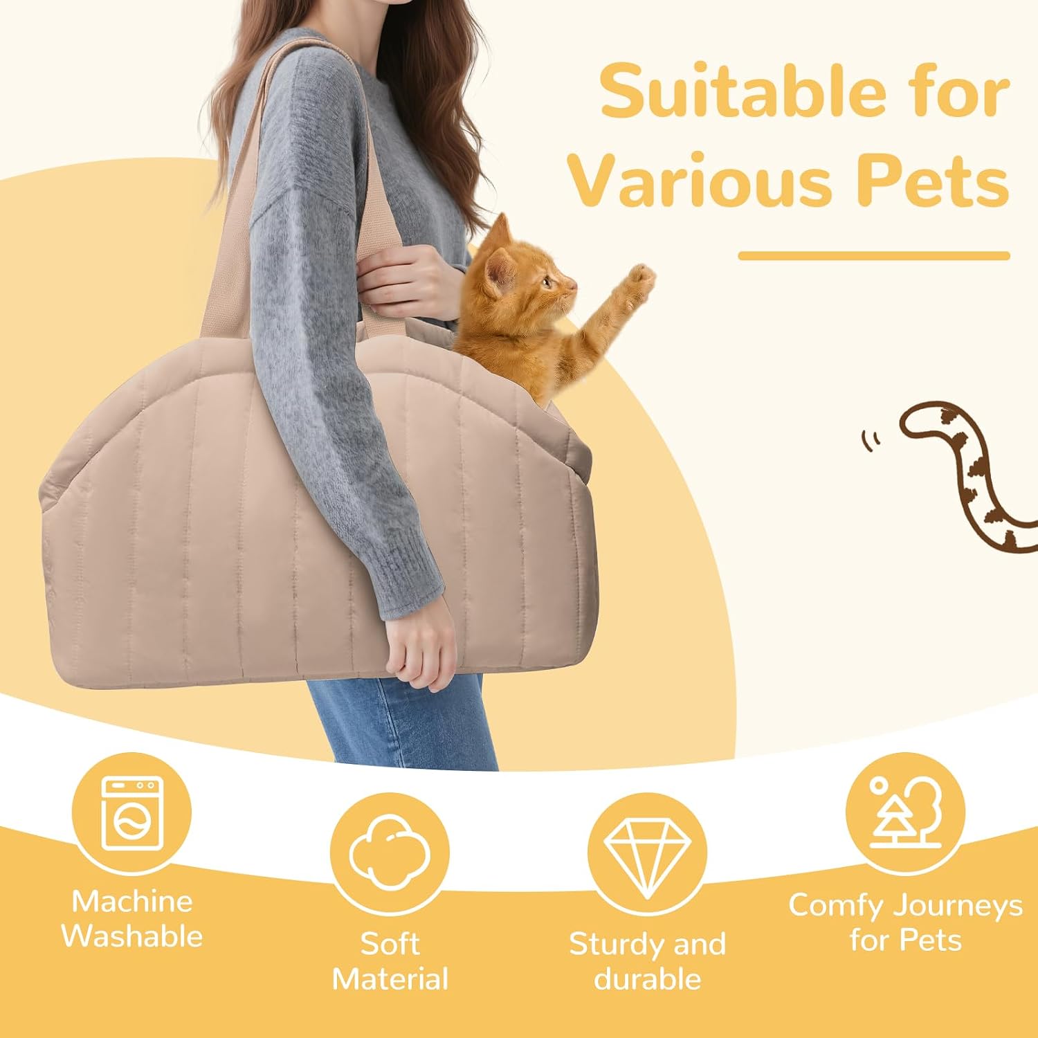 Tranquitas pet carrier showing shoulder strap comfort