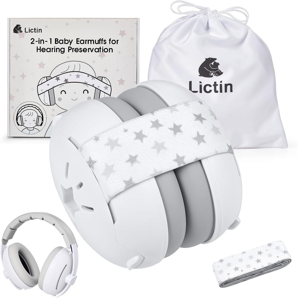 Lictin 2-in-1 baby noise cancelling earmuffs front view