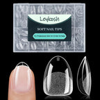 Leykosh extra short almond soft gel nail tips in storage case