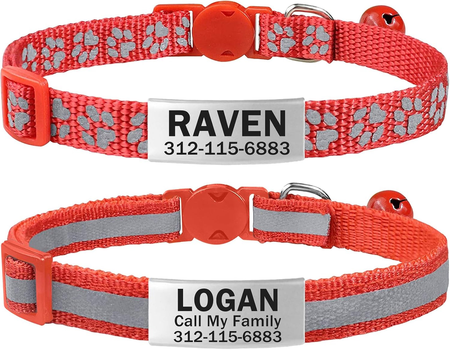 TagME 2 Pack Cat Collar with Name Tag, Personalized Reflective Cat Collar Breakaway with Bell for Boy & Girl Kitten, SkyBlue - Image 11