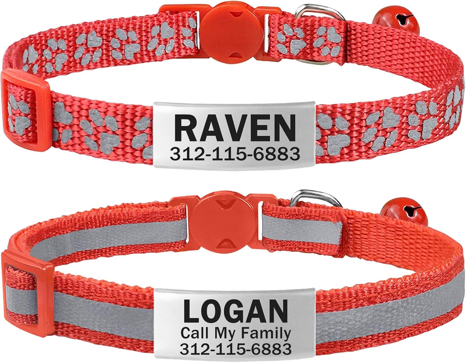 TagME 2 Pack Cat Collar with Name Tag, Personalized Reflective Cat Collar Breakaway with Bell for Boy & Girl Kitten, SkyBlue - Image 11