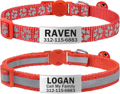 TagME 2 Pack Cat Collar with Name Tag, Personalized Reflective Cat Collar Breakaway with Bell for Boy & Girl Kitten, SkyBlue - Image 11