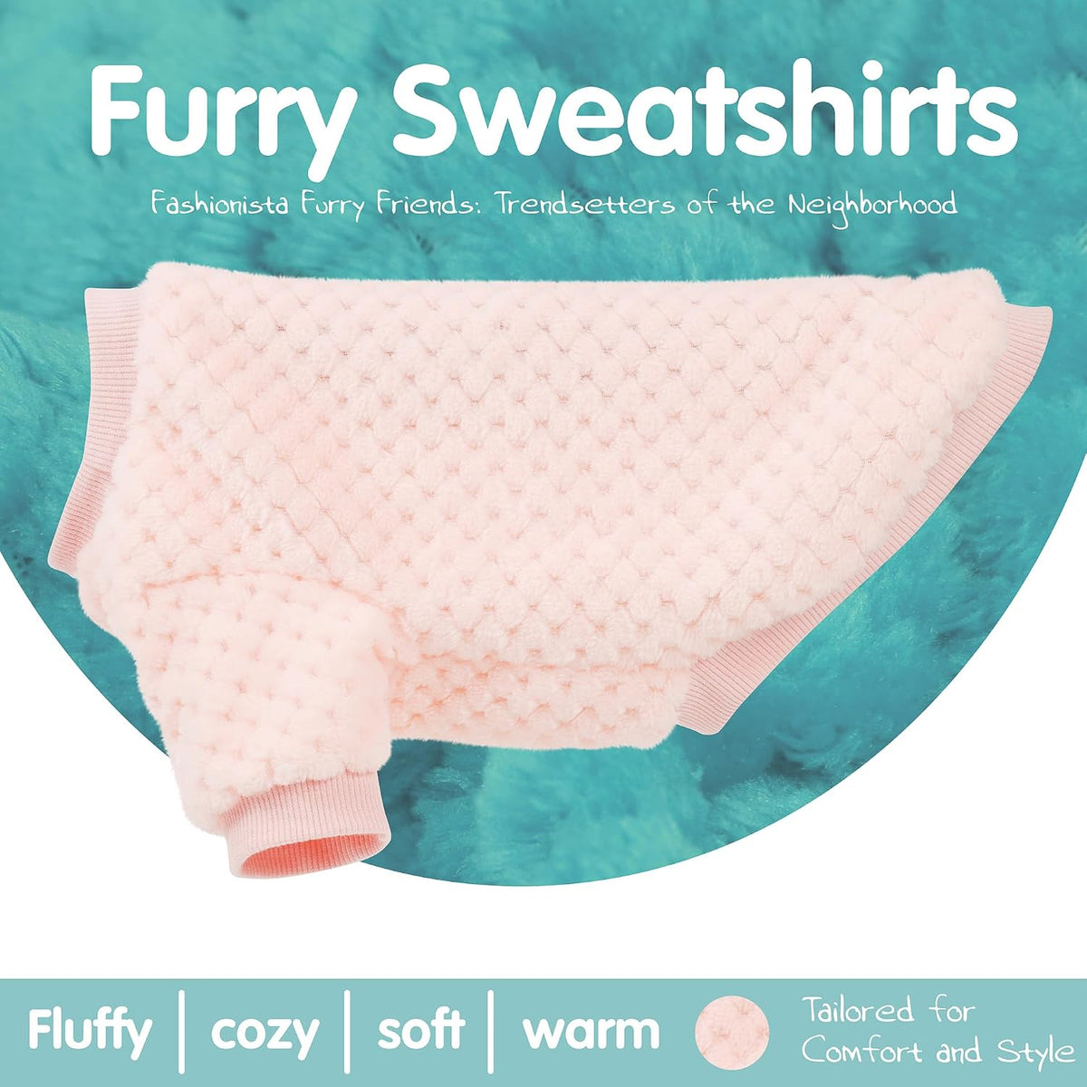 ZIAGAOP warm pink dog sweater round neck detailing for medium cats