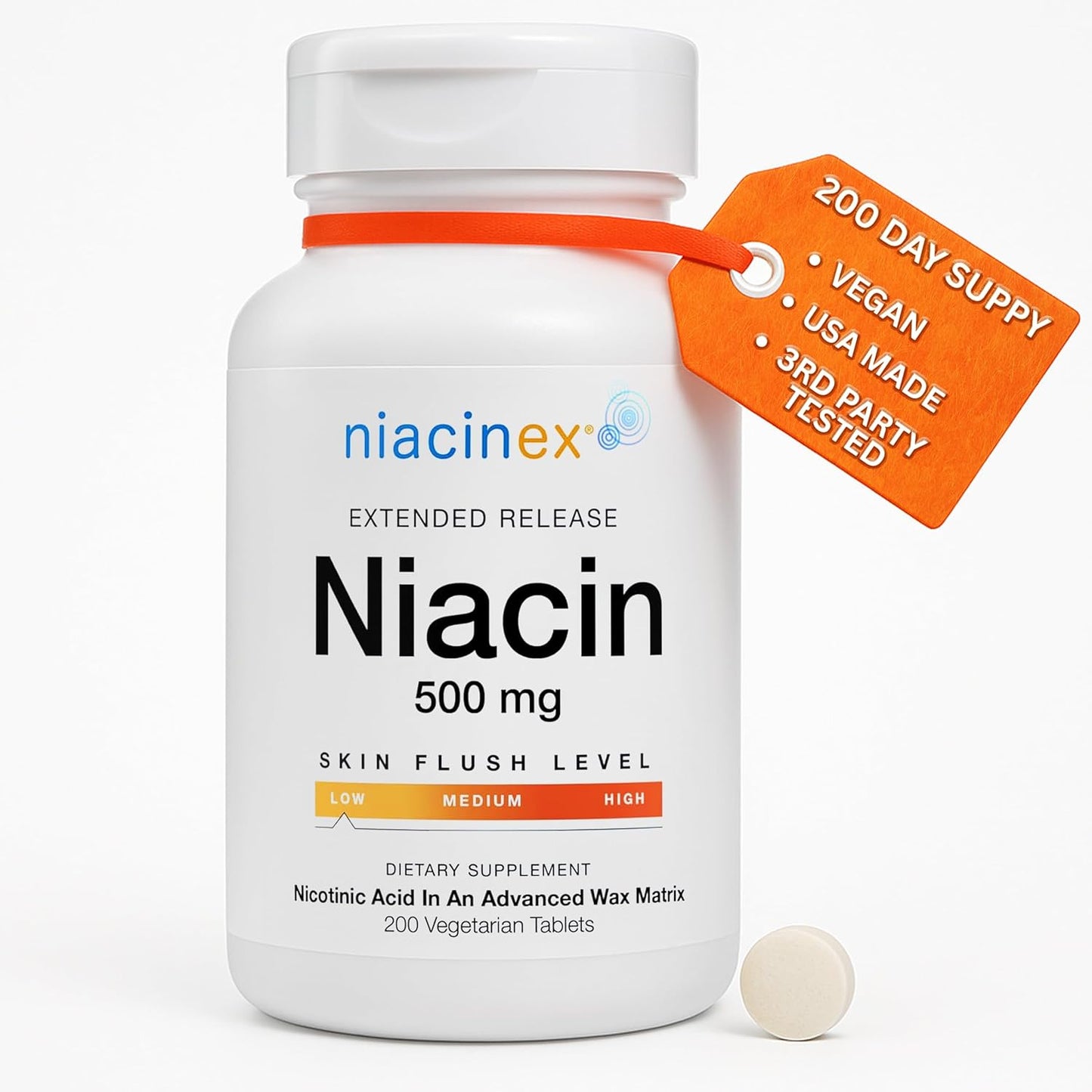 Niacinex Niacin 500 milligrams extended release front view bottle