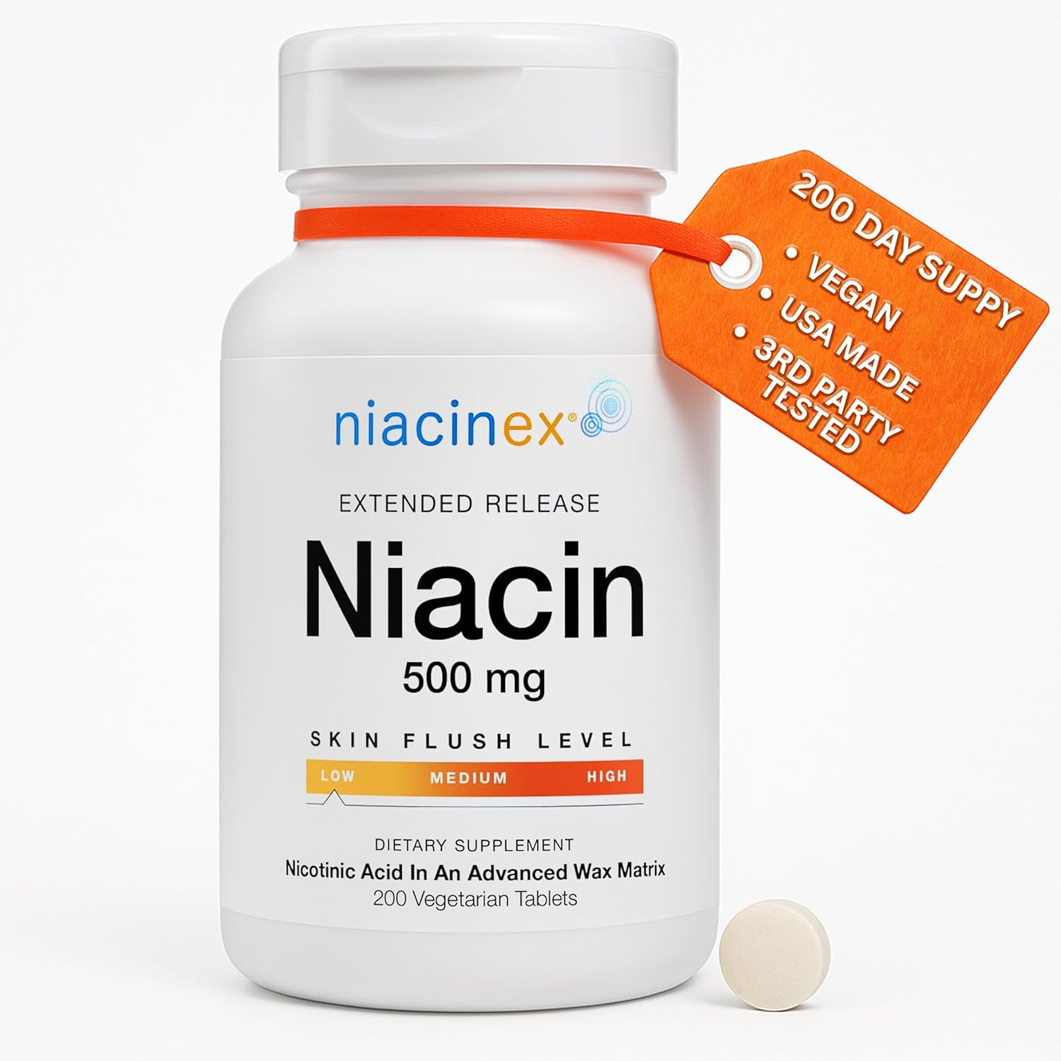 Niacinex Niacin 500 milligrams extended release front view bottle