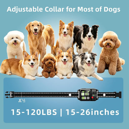 IPX7 waterproof rated dog fence tracking collar withstands water exposure during outdoor use.