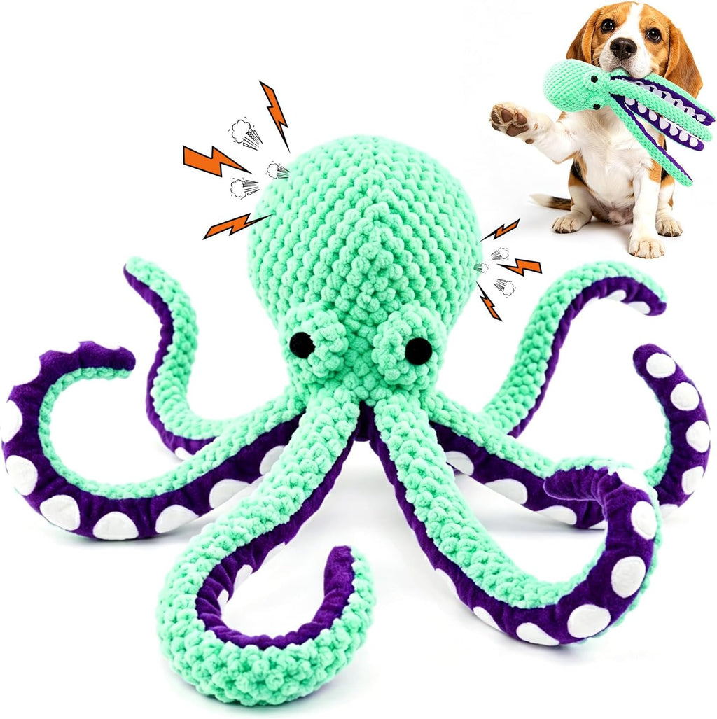 Fuufome Squeaky Plush Octopus Dog Toy front view interactive pet supplies online