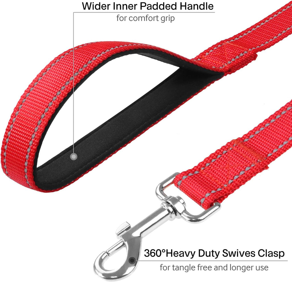 Heavy duty metal swivel clasp on the six feet long nylon dog leash.
