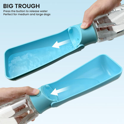 Close up of the wide built in drinking bowl on the FORWH portable pet bottle.