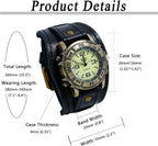 Avaner retro punk cuff watch back view displaying the durable stainless steel case material