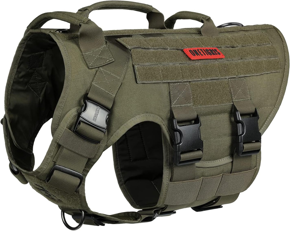 OneTigris Large Tactical Dog Harness, No Pulling Adjustable Dog Vest Harness, Heavy Duty Dog Harness with Handle, Large Hook and Loop Panels for Patch Black - Image 9