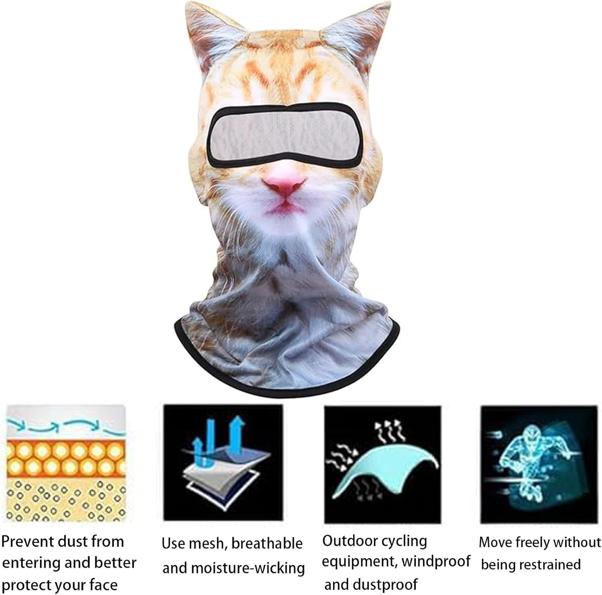 Side view of Oyeftp cat balaclava showing 3D ears
