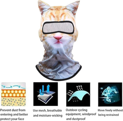 Side view of Oyeftp cat balaclava showing 3D ears