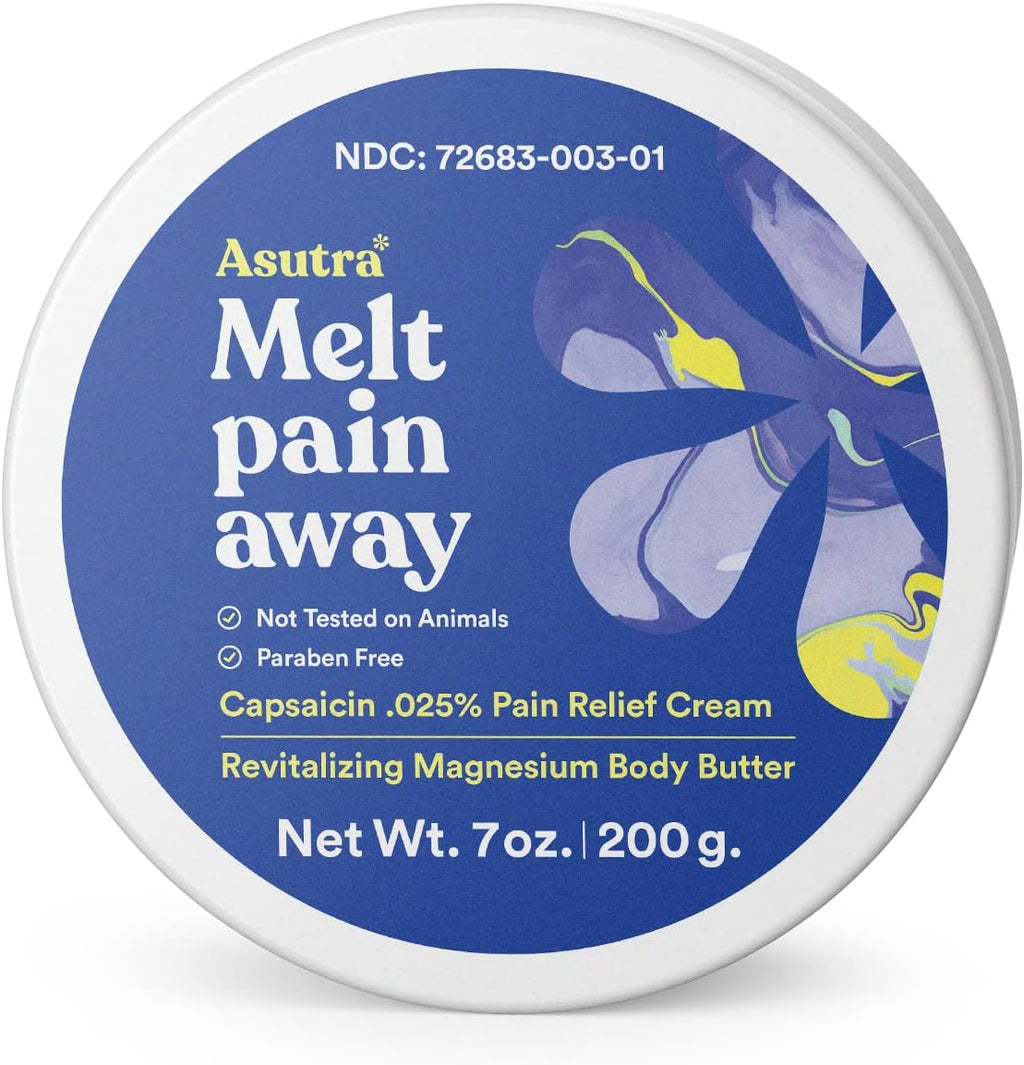 Asutra Melt Pain Away Topical Magnesium Cream front view jar