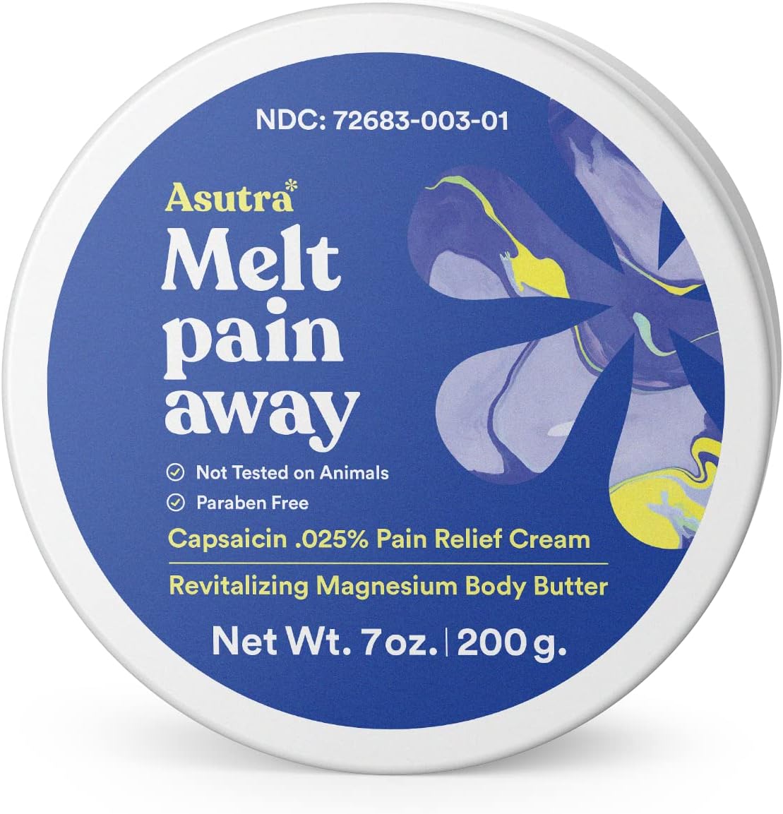 Asutra Melt Pain Away Topical Magnesium Cream front view jar