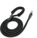 Aiminto braided rope dog leash front view showcasing the heavy duty black nylon construction.