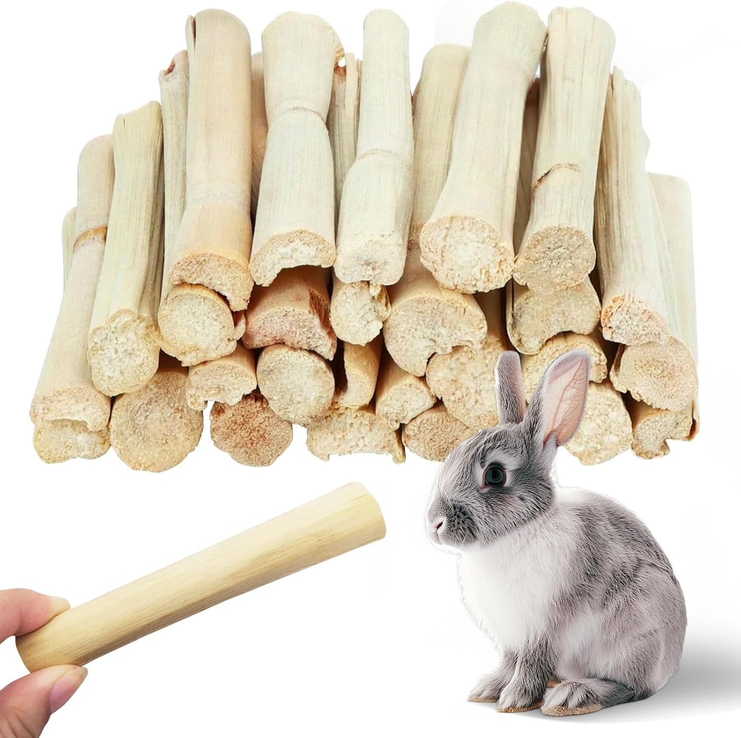 Packaging of Jorewood 33 pieces rabbit chew toys showing diverse flavors.