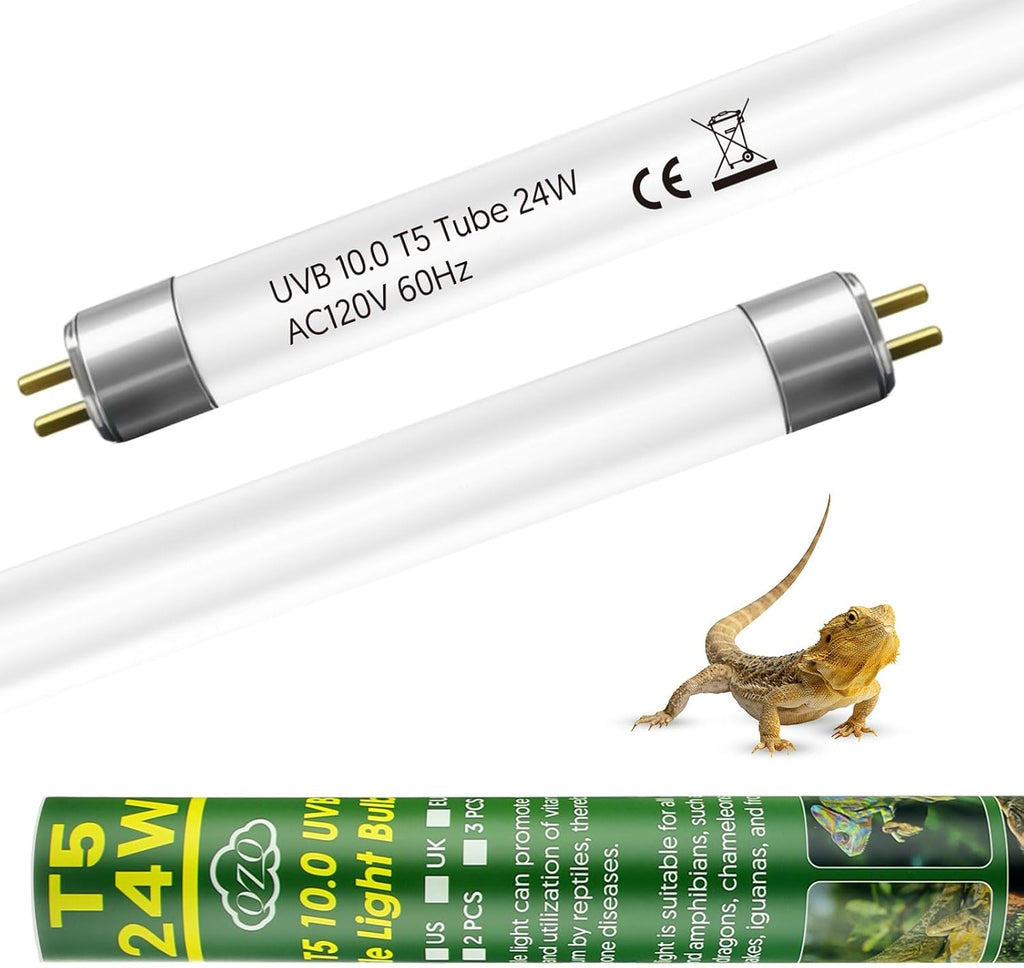 Packaging box of the authentic imported QZQ T5 UVB reptile light fixture combo kit.