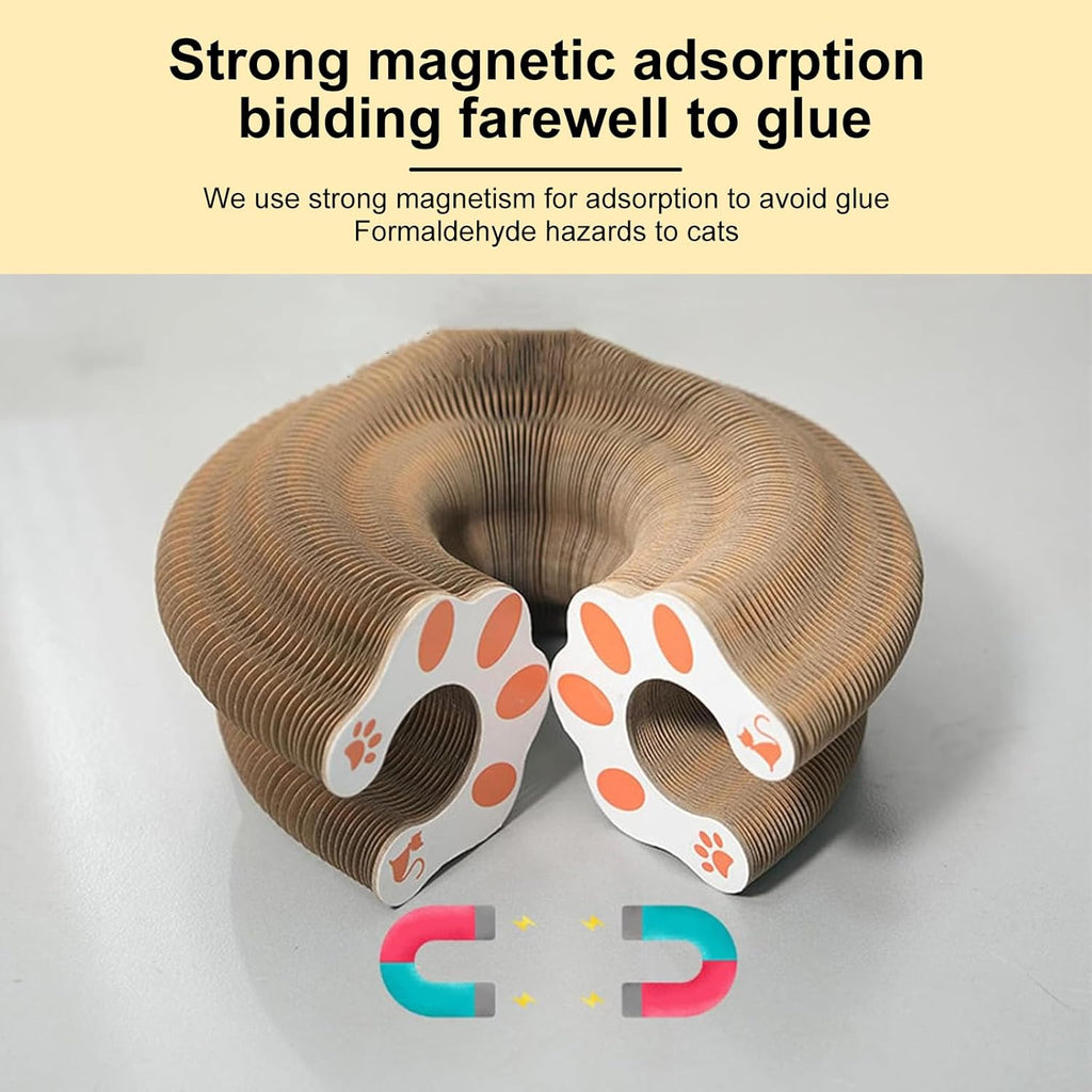 Jogcoys accordion toy showing the rolling toy bell ball moving along the internal circular track.