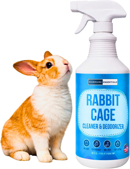 Riverside Essentials Rabbit Cage Cleaner front view 32 Ounce bottle for small animal pet care