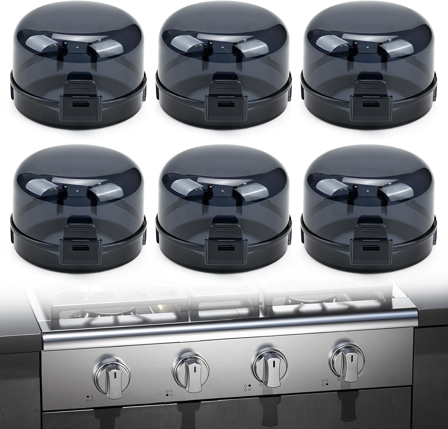 Beature 6-pack stove knob safety covers front view black
