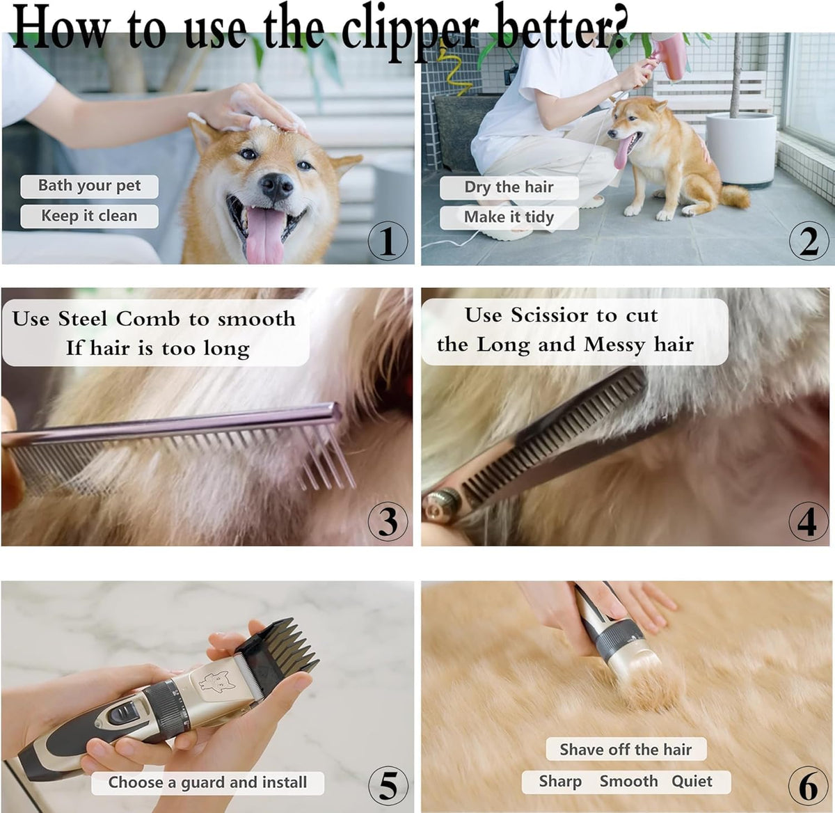 Rechargeable dog grooming clippers being adjusted for length control settings