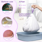 Elzrghs jumbo litter bag fully spread inside a large plastic cat litter pan.